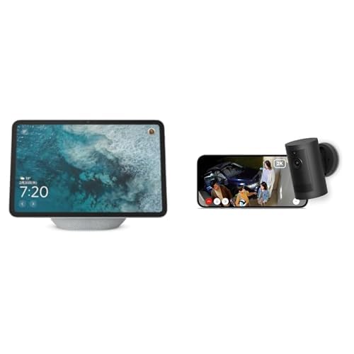 【セット買い】 Amazon Echo Show 11 (エコーショー11) グレーシャーホワイト + Ring Outdoor Cam Plus Battery (リング アウトドアカム プラス バッテリーモデル) - ブラック