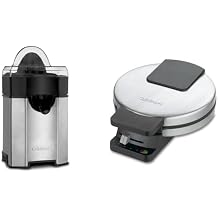 Cuisinart CCJ-500P1 Pulp Control Citrus Juicer, 1, Black/Stainless & WMR-CAP2 Round Classic Waffle Maker, Brushed Stainless,Silver
