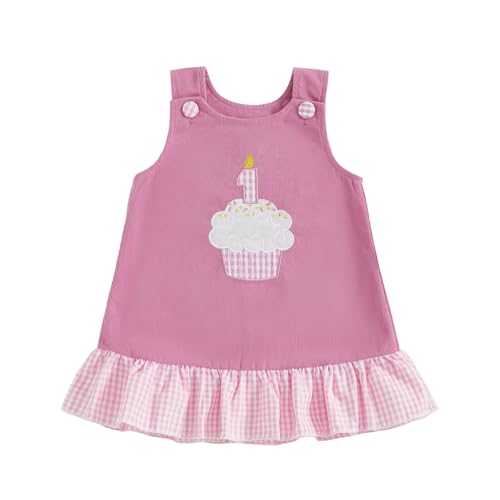 First Birthday Outfit Baby Girl Birthday Clothes Smocked Overalls Cake Embroidery Dress