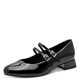 MARCO TOZZI Damen Mary Janes mit Riemen Kleiner Absatz, Schwarz (Black patent), 42 EU