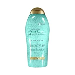 OGX Hydration + Sea Kelp & Hyaluronic Acid Sulfate-Free Lightly Moisturizing Body Scrub with Black Rice, Gentle Exfoliating Daily Body Wash to Soften & Smooth Skin, 19.5 Fl Oz 1 314MDhGKQGL. SS300