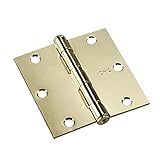 Richelieu 820BB Onward (2-Pack) 3-inch (76 mm) Full Mortise Butt Hinge for Interior Door, Square Corner, Brass Finish