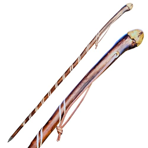 Wanderstock Holz mit doppelter Rille & Sternzeichen – 98–170 cm – Handgefertigt – Inkl. Gravur bis 10 Zeichen im Preis enthalten – Holzstock für Wandern, Pilgern, Geschenk – Made in Germany