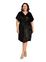 The Pink Moon Women's Plus Size Knee Length Velvet Front Knot Dress - (DRS_Knot_KVEL_Black_2XL)