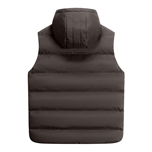 Mouwloos Bodywarmer Vest Puffer Vest Down Gilet Vest Jacket, Down Ski Gilet Heren Hooded Bovenkleding Gilet Winter Fleece Gevoerd Body Warmer Mouwloze Outdoor WerkGilets ( Kleur: Koffie, Maat: 5XL) - Image 6