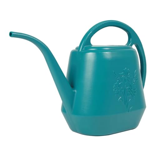 1-Gallon Plastic Watering Can, Large Long Spout Garden Watering Cans with Comfortable Handle for Indoor Outdoor House Plants Flower (Green)
