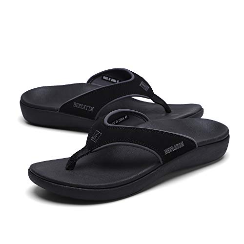 BERLATIM Mens Orthotic Plantar Fasciitis Sport Flip Flops Comfort Casual Thong Sandals Outdoor Indoor