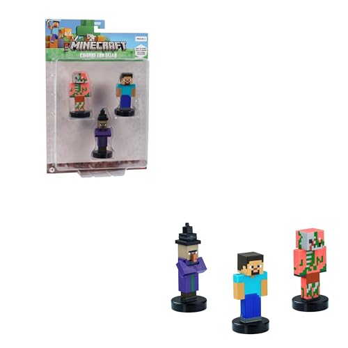 Bizak Minecraft Pack de 3 Figuras de 5 cm, Set 4, 6 Grupos de Personajes para coleccionar, Licencia Oficial del Videojuego de construcción y Bricks, Adultos Fans y niños o niñas, (64110003-4)