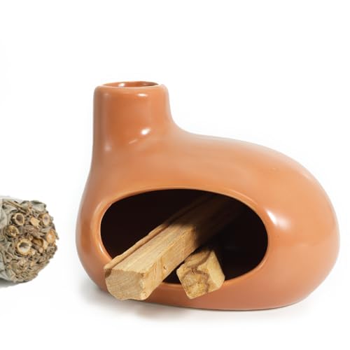 BEYLAB Häuser Palo Santo Halter, Räucherstäbchenhalter für Palo Santo Sticks Räucherkegel Brenner räucherholz, Meditations Yoga Holz Brenner Schüssel Ständer Modern Minimalistisch - braun