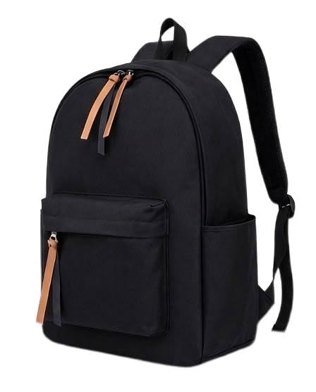 Classic Backpack, Black with Tan Leather Zipper Pulls-image-28