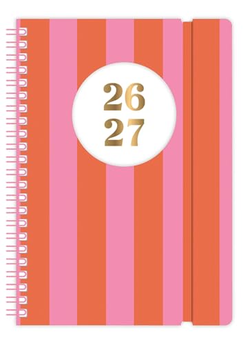 Agenda académique 2026 2027 un jour par page – Agenda scolaire A5 à spirales – Couverture en plastique souple souple et fermeture élastique – Planificateur...