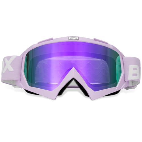 Image of BATFOX Motorcycle Glasses Goggles Dirt Bike Motocross Safety ATV Tactical Riding (HD Violet-Violet, Adult)