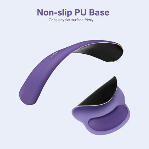 Image of MOSISO Wrist Rest Support for Mouse Pad&Keyboard Set, Circle Curved Ergonomic Mousepad&Coaster Non-Slip Base Home /Office Pain Relief&Easy Typing Pad with Soft Cloth&Raised Memory Foam, Imperial Purple