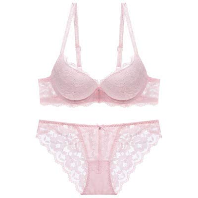 Voler Haut Net Lace Padded Pushup Underwired Lingerie Bra Panty Set Peach Pink-image-44