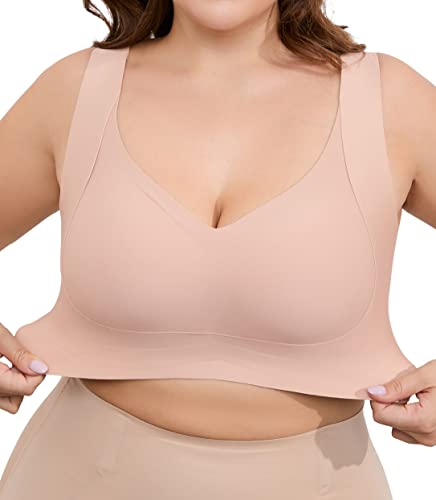 Xcutting Soft Sleep Wirefree Bras for Women Full Coverage No Underwire Everyday Bras Comfortable Sports Bras Padded Pink X-Large