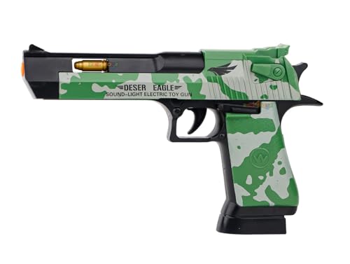 Image of GEX TOYS GexToys Light and Sound Police Army Style Pistol Gun Toy with Moving Top Loader Telescopic Barrel and Target Projection Effect, Desert Eagle Pistol (Pack of 1) Random Color Dispatch, Assorted