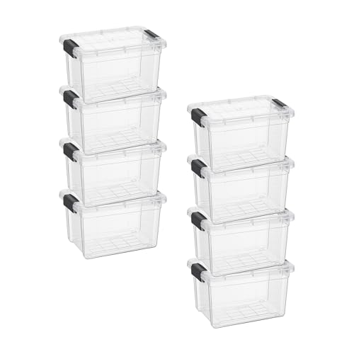 Image of Superio 1.4 Quart Mini Clear Plastic Storage Container with Lid, Stackable Small Organizer Box for Crayons, Art Supplies, Beads, Sewing, Stationery & Food Storage, 8 Pack