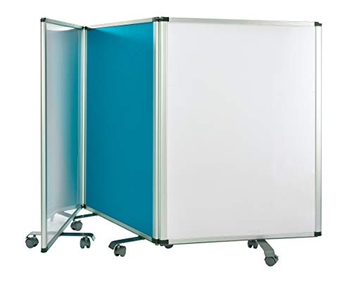 AdirOffice Double-Sided Whiteboard & Flannel Partition – 45”x32x - Mobile Writing and Display Room Dividers - Colorful Versatile Rolling Partition Perfect for Homes and Commercial Use (Blue)