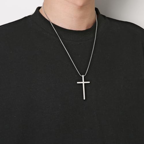 HZMAN Philippians 4:13 Cross Pendant STRENGTH Bible Verse Stainless Steel Necklace2