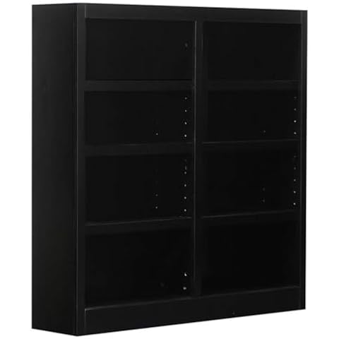 Traditional 48" Tall 8-Shelf Double Wide Wood Bookcase in Espresso Cover