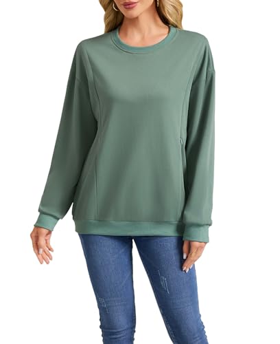 Image of AEARGIV Women Causal Maternity Nursing Sweatshirt Comfort Friendly Zip Breastfeeding Pullover Tops Mama's Boobery Sweater
