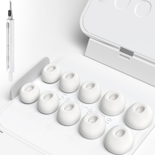 Seltureone 5 Paare Ersatz-Ohrstöpsel für AirPods Pro 3 (2025) mit Reinigungskit, Es sind 5 Größen Silikontips mit Tragbarer Aufbewahrungsbox Vorhanden für AirPods Pro 3 Aufsätze (XXS/XS/S/M/L