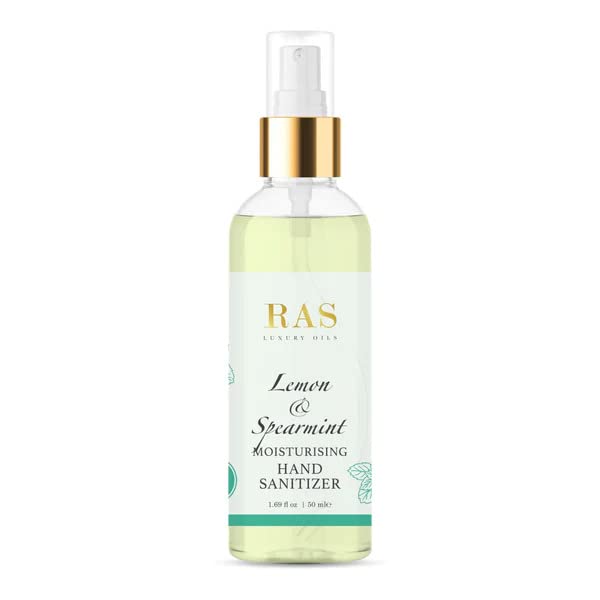 RAS Luxury Oils Lemon & Spearmint Moisturising Hand Sanitiser Spray | Gentle & Safe | Free of Added Fragrance or Toxins | Powered with Essential Oils | Kills 99.9% Microbes | Easy to Use, 50ml (B09P3XXP6L) Amazon Price History, Amazon Price Tracker