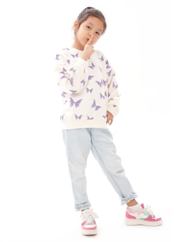 Image of BINIDUCKLING Baby Girl Rainbow Sweatshirt for Girls Long Sleeve Shirt 18 Months-6 Years