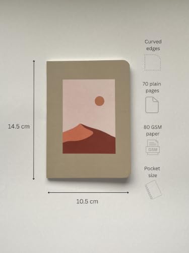 Image of Paperfold A6 Pocket Notebook Set of 2 | Plain Unruled Pages | Premium 80 GSM Natural Shade Paper | Soft Bound Mini Journal for Notes, Sketching, Journaling & Travel | Aesthetic Notebook | 70 Pages | Sage Green & Pink Sky