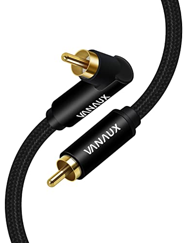 Vanaux 90 Degree Rca Cable Subwoofer Cable Male To Male Digital Coaxial Audio Cable For Home Theater, Sound Bar, Tv, Ps4, Xbox,And More,Black (10Ft/3M) #TOP27