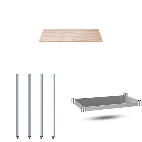 DuraSteel Maple Butcher Block Countertop - 24 x 60 Wooden Workbench Top - Natural Work Table Top for Cabinet, Coffee Table, Desk, Bar Table - Optional Base Leg Units