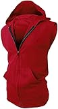 PAIZH Men's Sleeveless Workout Hoodie Zip-up Vests Gym Bodybuilding Lifting Tank Tops(M,Red)