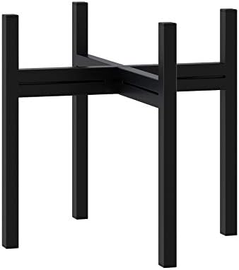 FaithLand Mid Century Plant Stand Indoor Outdoor (EXCLUDING 8" Plant Pot), Metal Planter Stand, Potted Plant Holder, Black, Hold Up to 8 Inch Planter - Upgraded Design
