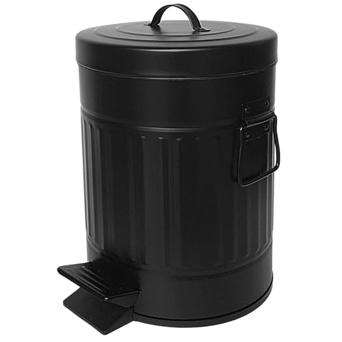 Autumn-Alley-Small-Farmhouse-Bathroom-Trash-Can-5L13-Gl-Pet-Proof-Matte-Black-Trash-Can-with-Lid-for-Rustic-Bathroom-Farmhouse-Kitchen-Step-Trash-Can-Retro-Metal-Wastebasket-5L13-Gal Autumn Alley Small Farmhouse Bathroom Trash Can 5L13 Gl Pet Proof Matte Black Trash Can with Lid for Rustic Bathroom Farmhouse Kitchen Step Trash Can Retro Metal Wastebasket 5L13 Gal