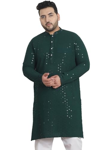 Image of SOJANYA Plus(Since 1958) Men's Cotton Relaxed Fit Straight Radiant Elegance Sequinned Kurta for Navratri, Garba & Puja