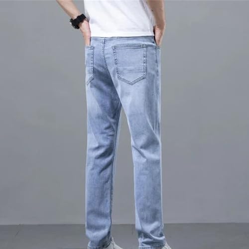 Men's Business Casual Jeans Stretch Straight Leg Soft Breathable Denim Pants Spring Summer Classic Trousers3