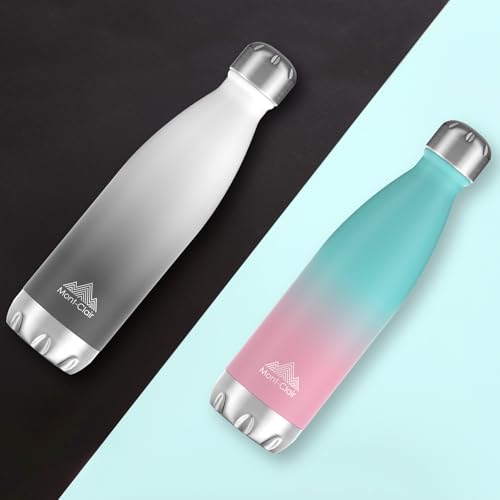 Image of Mont-Clair Stainless Steel Water Bottle, Vacuum insulated - BPA Free, 12h Hot & 24h Cold Drinks, Metal Water Bottle 25 oz Leakproof, Ideal for Adult, Kids, Running - Gradient - White & Grey