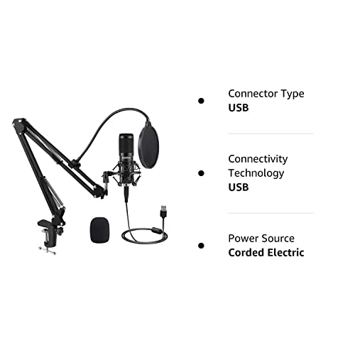 Usb Condenser Microphone, Ikedon 192Khz/24Bit Plug & Play Pc Streaming Mic, Usb Microphone Kit With Professional Sound Chipset Boom Arm Set, Studio Cardioid Mic For Recording Youtube Gaming Podcasting #TOP7