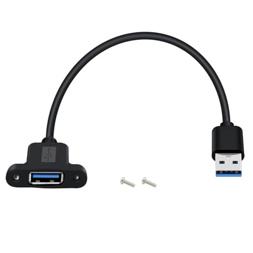 HuaLiSiJi Câble de Montage sur Panneau USB 3.0 Mâle vers Femelle 5Gpbs Rallonge Câble USB 3.0 pour Clavier, Imprimante, Disque Dur (Noir, 0.3 m)