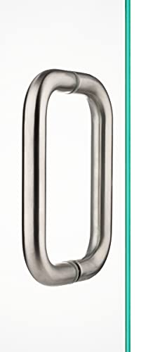 Rockwell Security Tubular Back To Back Door Pull 8 Inch Brushed Nickel Finish For Commercial And Residential Heavy Glass Frameless Shower Doors 1/4 Inch To 1/2 Inch Thick #TOP2