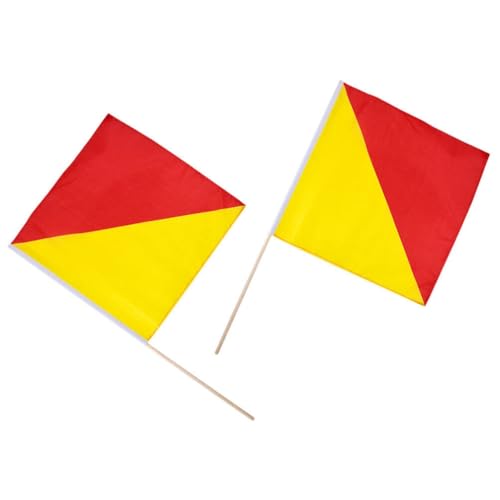 Yardwe 2pcs Yellow Signal Flag Small Waving Flags for Training Match Referee Commanding Safety
