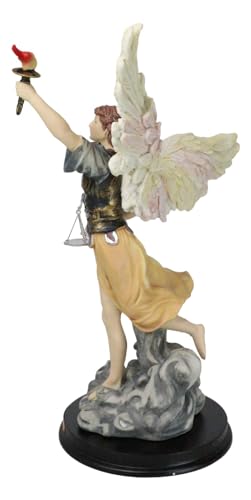 Estatua Colorida del Arcángel Uriel sobre Base de Madera miniatura 3