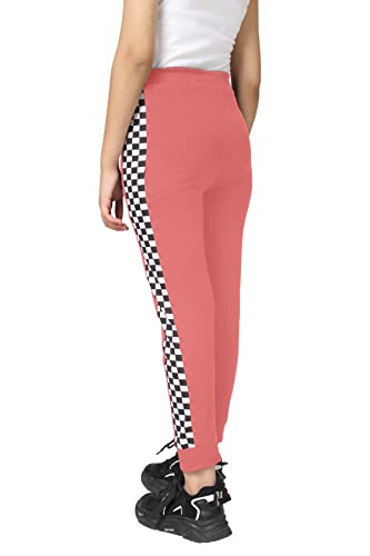 Image of KYDA KIDS Girls 100% Cotton Chess Print Track Pants | Elastic Waist Regular Fit | Soft Breathable Kids Casual Wear with Side Pockets Multicolor (Pack of 1)