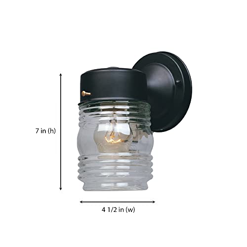 Designers Fountain Budget Cast Aluminum 1-Light Jelly Jar Outdoor Wall Lantern Sconce, Black, 2061-Bk #TOP2