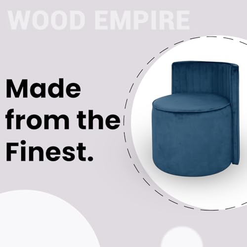 Image of Velvet OttomanPouffes for Sitting with Backrest | Puffy Stool for Living Room | Puffy Dressing Table Stool for Home Decor, Office (Blue)