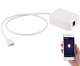 Verbinden Sie den Controller mit dem Streifen und stecken Sie ihn in die Steckdose. • Licht auf bis zu 20 Meter: Mit dem erhältlichen 60-Watt-Netzteil sind Streifen mit bis zu 20 Meter möglich! • Steuerung per kostenloser App für iOS und Android, erhältlich im App Store und bei Google Play: zum Ein-/Ausschalten und Dimmen des Lichts sowie zum Steuern der Lichtfarbe von warmweiß bis tageslichtweiß • Stromversorgung: 230-V-Netzteil (bitte dazu bestellen)