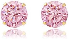9ct yellow gold 3mm pink cubic zirconia cz Andralok stud earrings/gift box