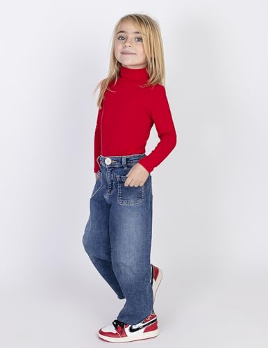 Image of Arshiner Girls Turtleneck Sweater Kids Casual Long Sleeve Knit Pullover Tops