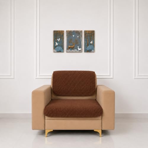 Image of Homerz Premium Petal Charm Sofa Cover | Embossed Floral Pattern | Soft Touch, Anti-Dust & Easy Wash Fabric Cloth, Washable and Durable (Rust, 1 Seater, Seat Cover with Backrest)