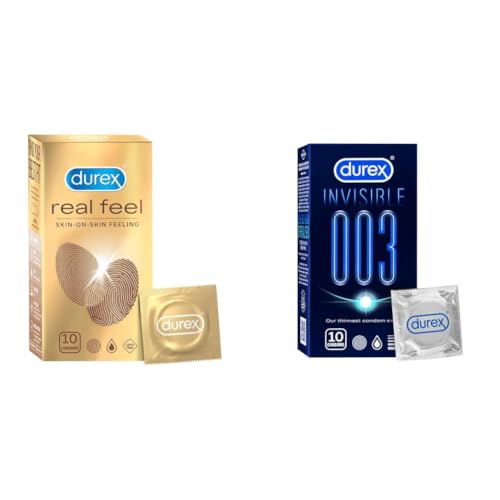 Image of Durex Real Feel Condoms 10S & Invisible 003 Condoms 10S | Micro Thin Condom for Maximum Sensations